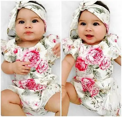 

Newborn Baby Infant Girl Clothes Floral Jumpsuit Bodysuit One-Piece 0-18M