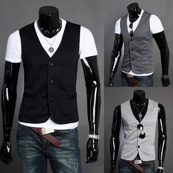 

Nice Spring Fashion New Basic Casual Suit Vest Men,Brand Quality Tank Tops,Faux Piece Waistcoat,Ship Plus Size XXL