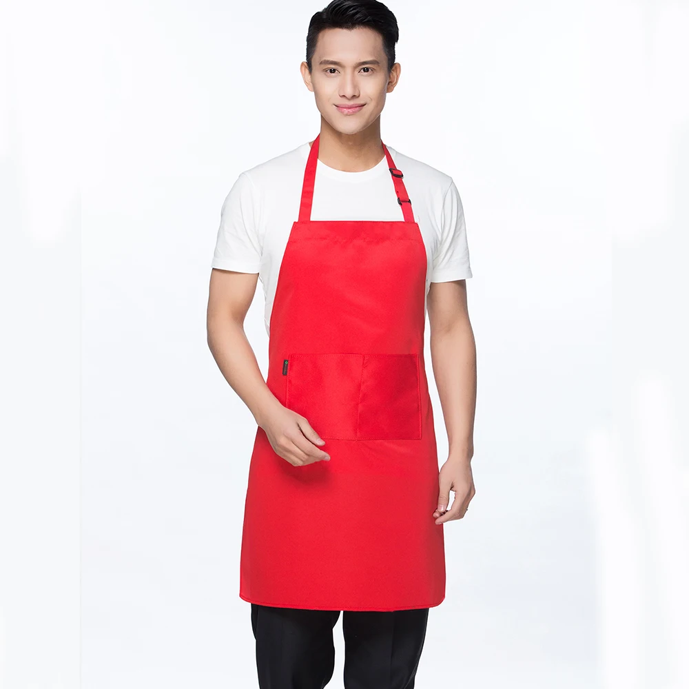 Aprons Pure Color LOGO Customize Jardineira Feminina Adjustable Kitchen Workwear Chef Food Service Waiter Uniforms Women Men