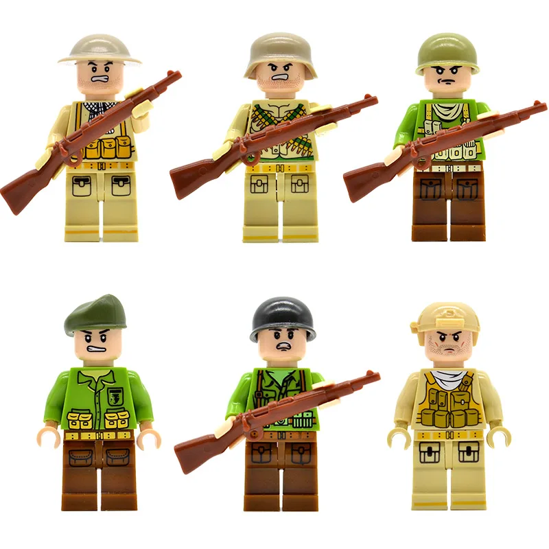 

20pcs/lot Military Soldiers German British US Russia Army Modern Field Troops Building Blocks Bricks Toys for Children