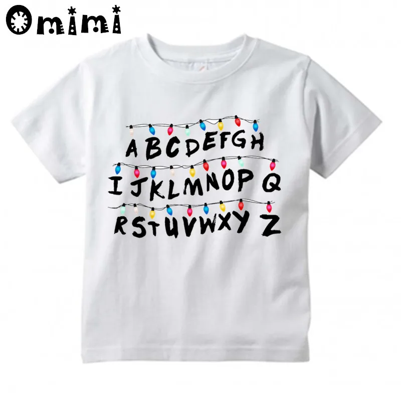 Детская футболка с рисунком из мультфильма «странные вещи» с надписью «Will's Message» Красивые повседневные топы с короткими рукавами для мальчиков и девочек, детская забавная футболка - Цвет: oHKP5061A