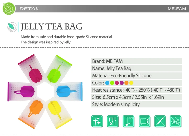 ME. FAM Набор Желейный силиконовый чайный пакетик безопасный экологически чистый нетоксичный многоразовый фильтр для заваривания чая с листьями травяное сито для специй инструменты