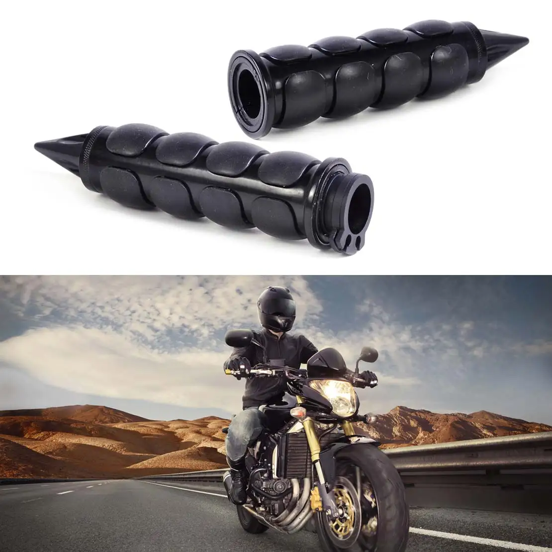 

DWCX New Cushion1 Pair 1" Black Motorcycle Hand Grips Handlebar Throttle for Harley with 1" bars 1970 - 2008 2009 2010 2011 2012