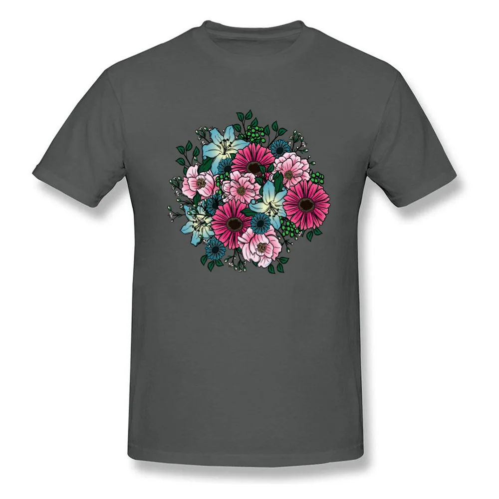 Bouquet Round Collar Tshirts Labor Day Tops Shirts Short Sleeve On Sale 100% Cotton Slim Fit T Shirt Printing Male Bouquet carbon