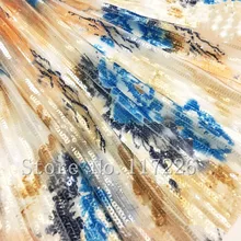 Красивые печатные цветы уникальные блестки африканский тюль вышивка кружево ткань с маленькими бусинами JRB-191213 африканская сетчатая кружевная ткань