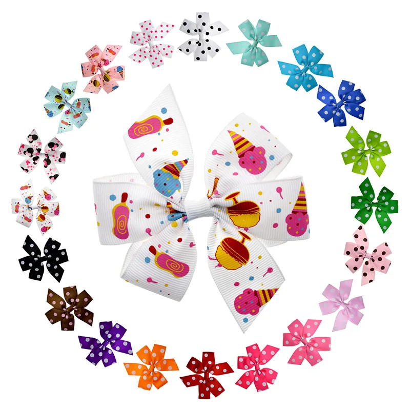 

20PCS 3.5 inch Girls Hairclips Small Hair Bows With Alligator Clip For Teens Pinwheel Bow Barrette Little Girls Hair Accessories