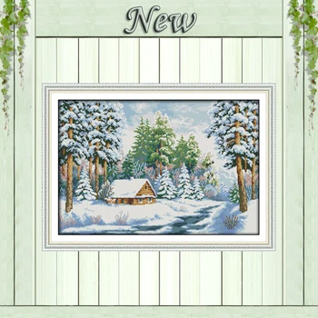

Snow world forest scenery decor painting counted printed on canvas DMC 14CT 11CT NKF Cross Stitch Embroider kits Needlework Sets