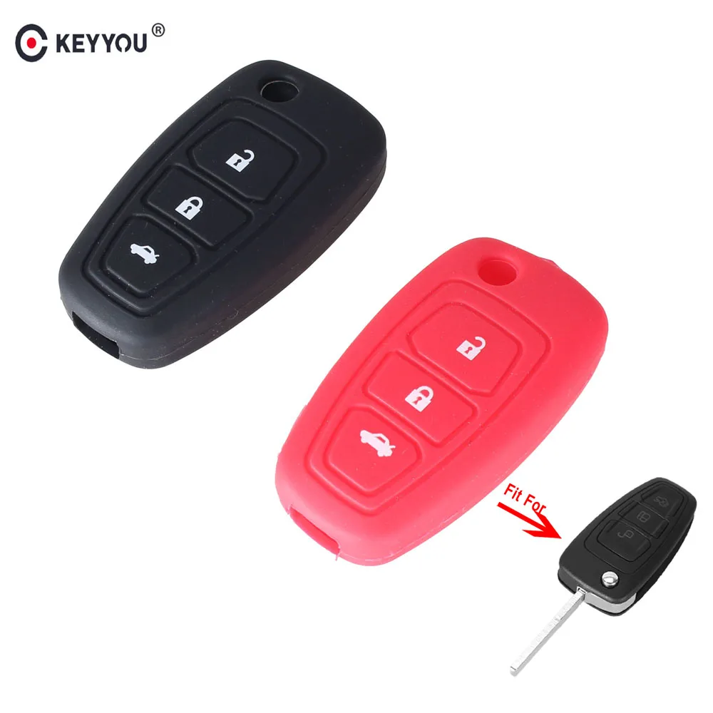 2 Buttons Red Silicone Cover Flip Remote Key Case Shell Fob For Ford Expedition