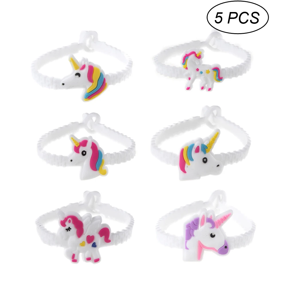 

5 PCS Random Styles Unicorn Silicone Wristbands Rubber Bracelets Toys For Kids Boys Girls Adults Birthday Christmas Gifts