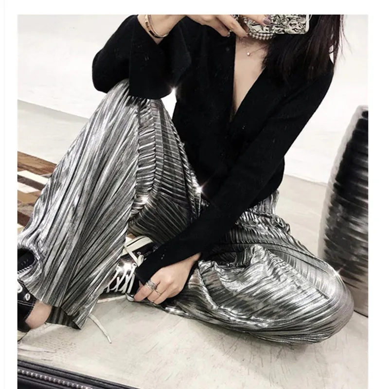 Женские длинные плиссированные брюки RUGOD Chic летние тонкие с завышенной талией