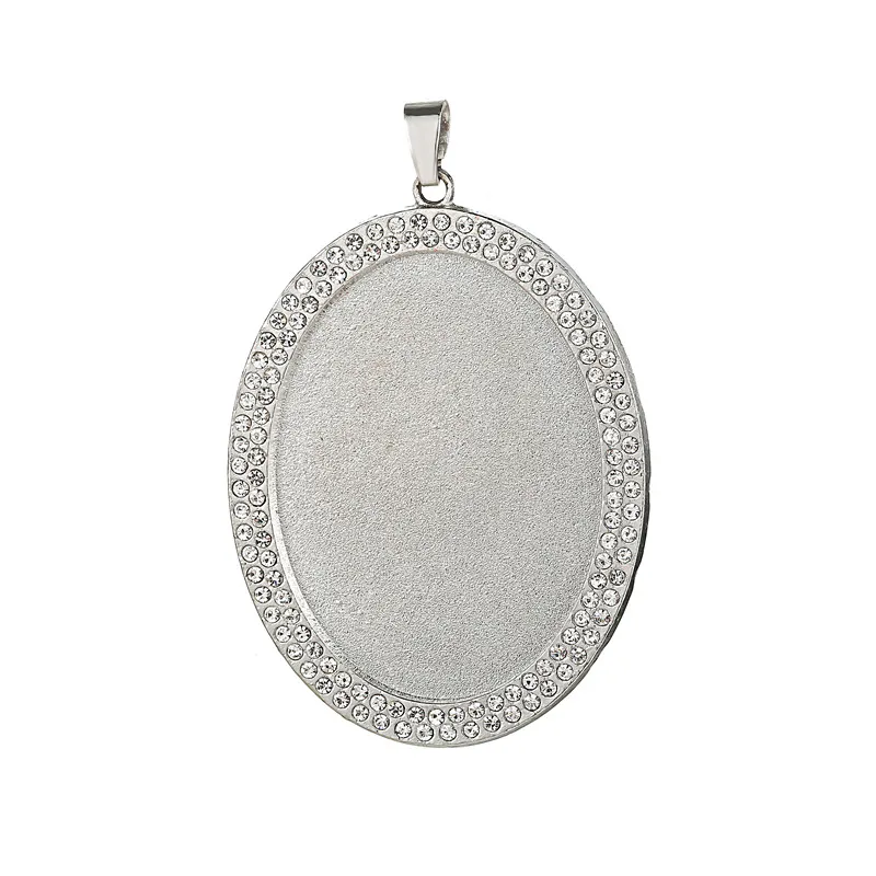 Eshuo овальное Ожерелье Подвеска основа для кабошона камеи лоток Безель пустой подходит 30*40 мм 20*30 мм 18*25 мм 13*18 мм стеклянный кабошон