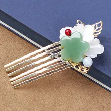 Оригинальные Классические Винтажные Украшения для волос из авантюрина, заколки для волос ручной работы с кристаллами и цветами, этническая расческа для волос