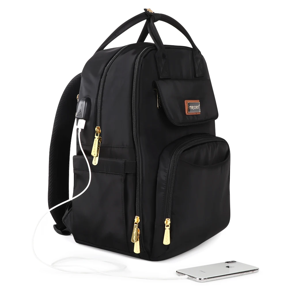 

USB Charging Diaper Bag For Fashion Mummy MuLtifunction Maternity Backpack With Double Hook For Stroller Fast Shipping