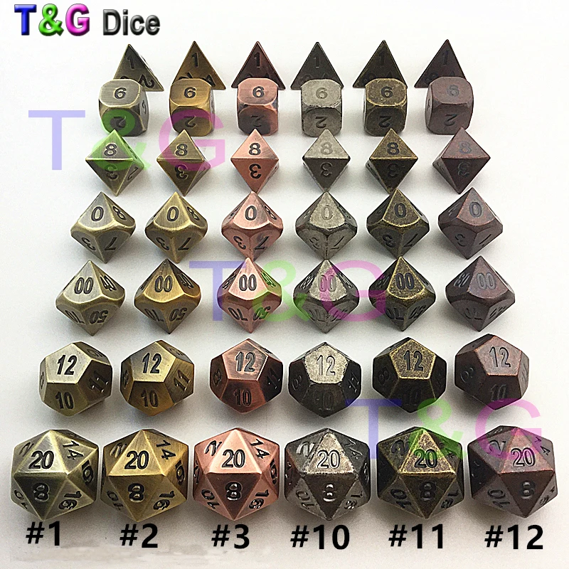 

TOP Quality New Metalic 7 Dice set d4 d6 d8 d10 d% d12 d20 Board Games Rpg Dados jogos dnd for man special gift