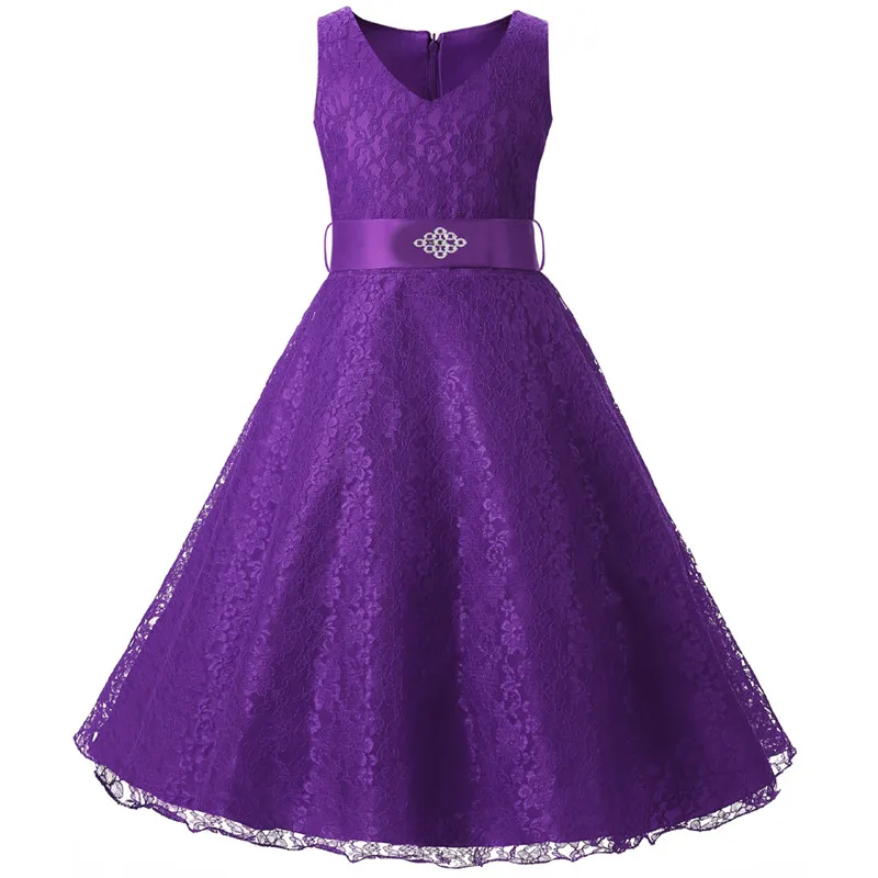 

Hot Tulle Solid Girls Clothing Kid Costume Flower Girl Wedding Teenager Prom Ceremony Kids Dresses For Girls Plus Size 14 Years