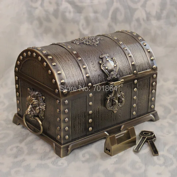 

Big Size Bronze Color Treasure Box Fashion Metal Jewelry Case Trinket Alloy Box Perfect Gift Pirates of the Caribbean