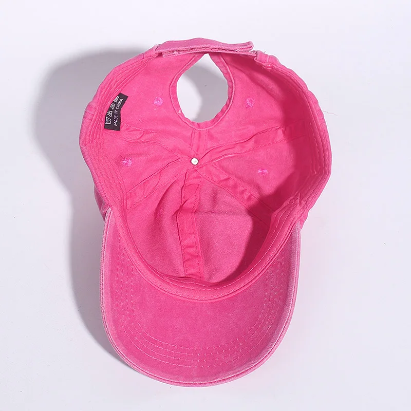 Ponytail Baseball Cap Women Mesh Summer Beach Sun Hat with Hole Outdoor Sports