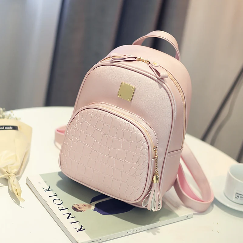 2017 New Fashion Female Crocodile Pattern Small Backpack Women Backpacks Girl PU Leather Shoulder Bag Lady