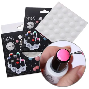 

BORN PRETTY 100Pcs Label Sticker White Polish Color Display Button UV Gel Silicone Color Display Paster Nail Tool