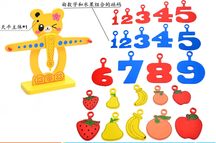 Монтессори материалы образовательные милый мультфильм весы Монтессори математика Matiques Дошкольное обучение деревянные игрушки с балансом