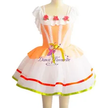 Туфли-балета женщин сценическое костюм, Оранжевый спандекс лиф взрослых романтическая пачка