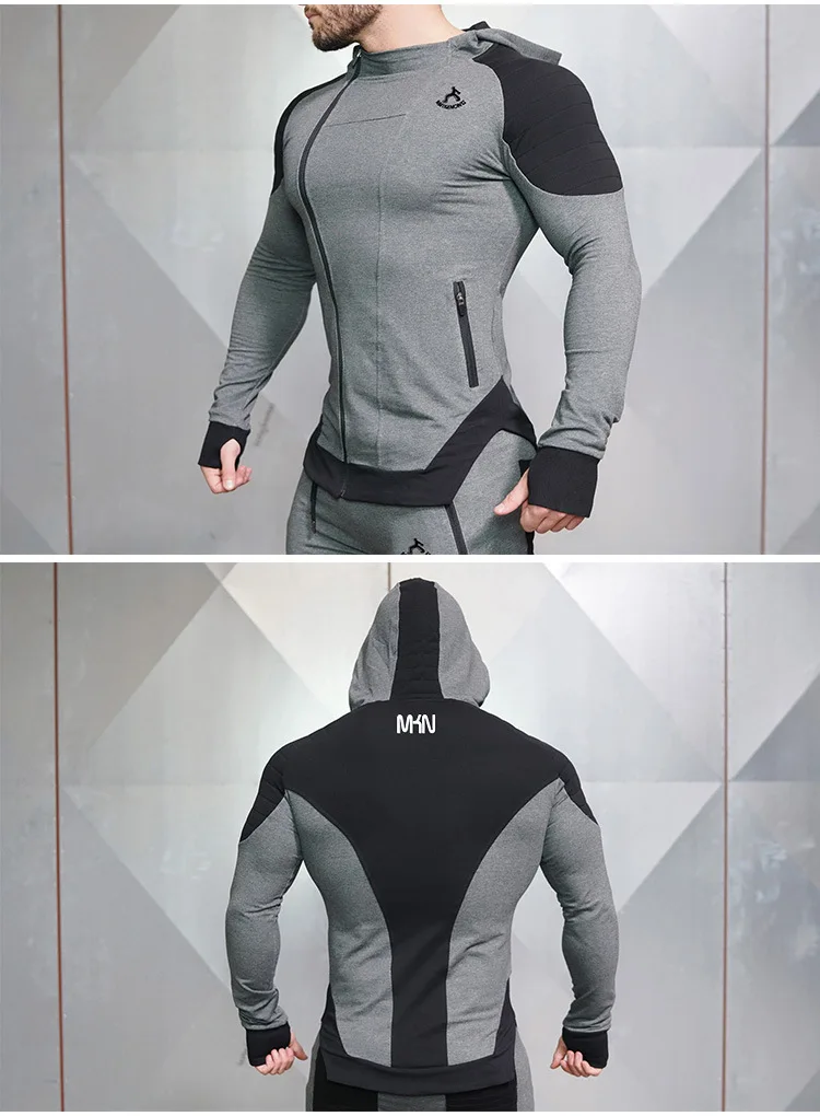 Mens Muscle Sport Jackets Hoodie Singlets Sweatshirts Mens Hoodies Stringer Bodybuilding Fitness Male Running Workout Jacket