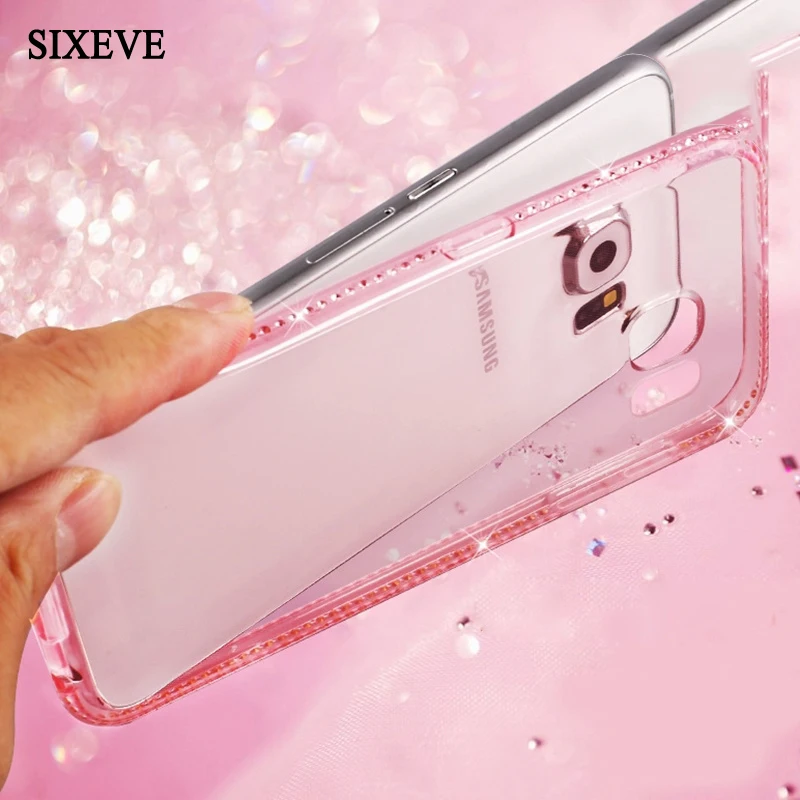 

SIXEVE Glitter Rhinestone Case For Samsung J7 J5 J3 J2 Prime Neo A3 A5 A7 A800 2015 2016 2017 G530 Transparent Silicone Cover
