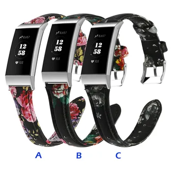 

wristband Printing Leather Replacement Accessories Wristband Straps For Fitbit Charge 3 Wearable Devices 10.16