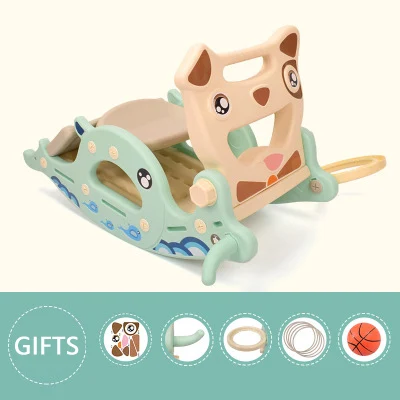 3в1 детская игрушка детская многофункциональная горка Ferrule многофункциональные игрушки для детей на открытом воздухе детское кресло-качалка - Цвет: green dog