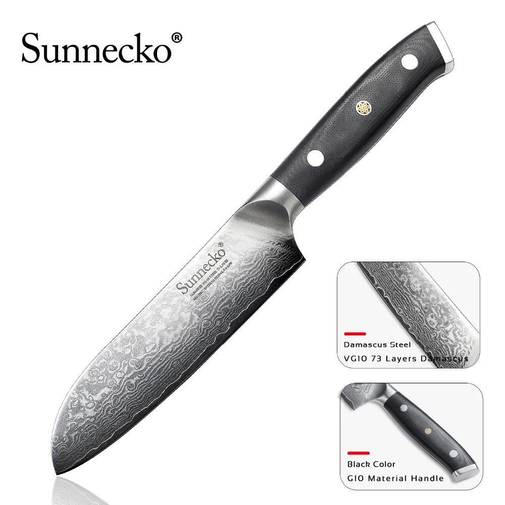SUNNECKO японский нож Santoku из дамасской стали 5 дюймов VG10 острое лезвие кухонные ножи