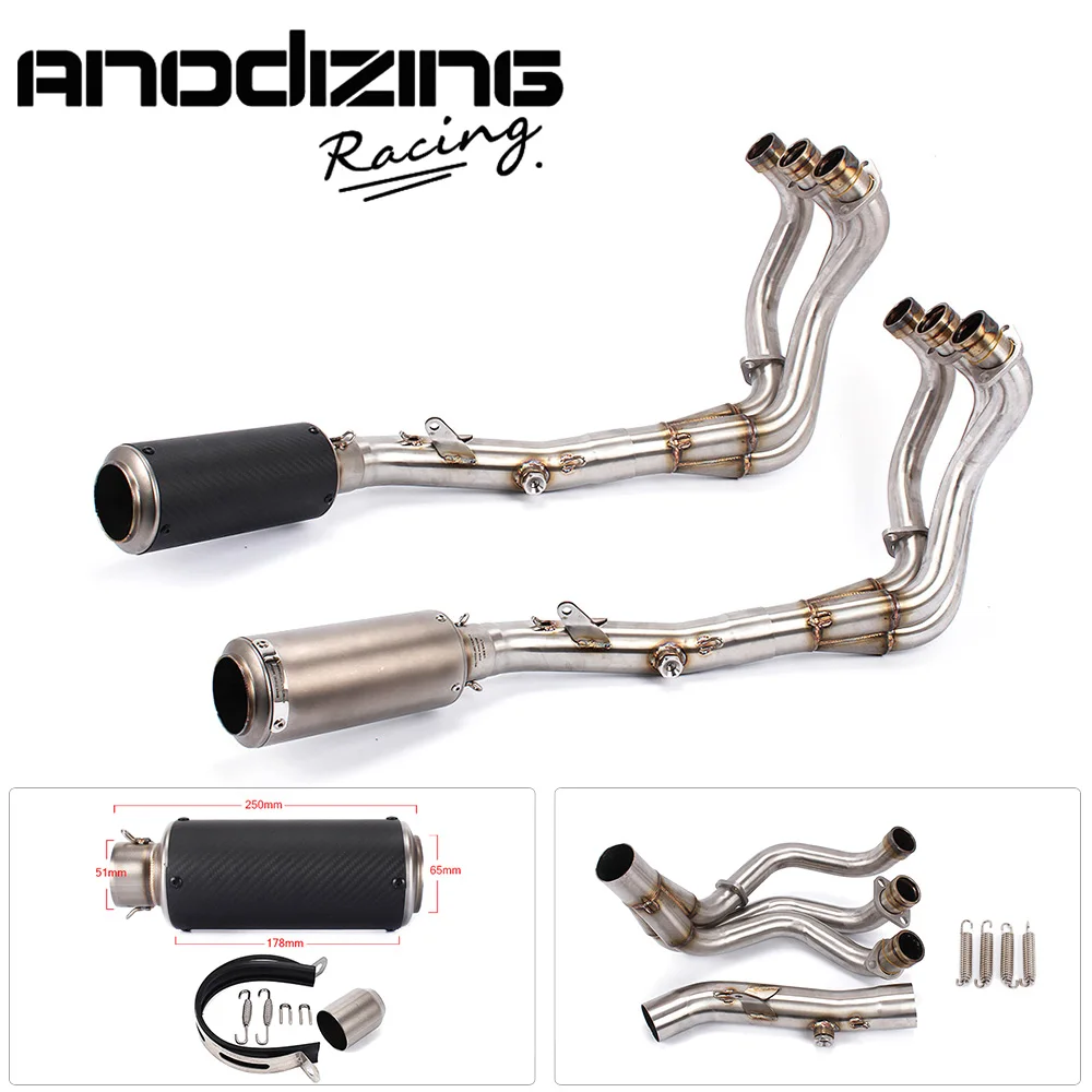 Motorcycle carbon fiber Exhaust System Muffler End Pipe Connector Mid Link FOR YAMAHA MT-09 FZ-09 not tracer 2014-2017 | Автомобили и