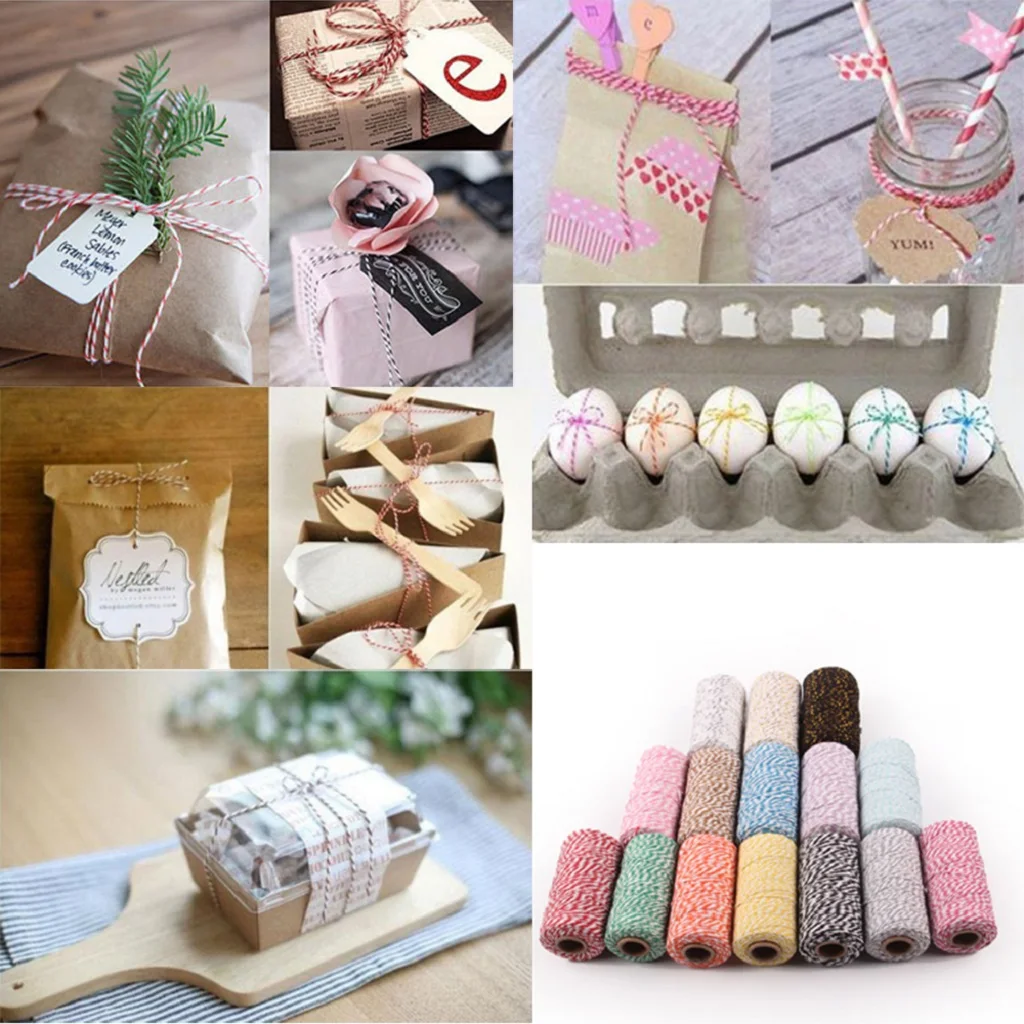 2 Roll 328 Feet (100m) Colored Cotton Twine DIY Craft Gift Packaging Wraping String Handmade Woven Goods Rope Cord  