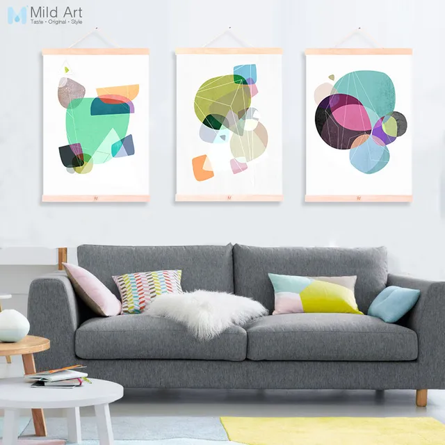 Modern Abstract Geometric Shape Wooden Framed Poster Nordic Living Modern Abstract Geometric Shape Wooden Framed Poster Nordic Living Room Canvas Painting Home Decor Wall Art Print Picture Scroll