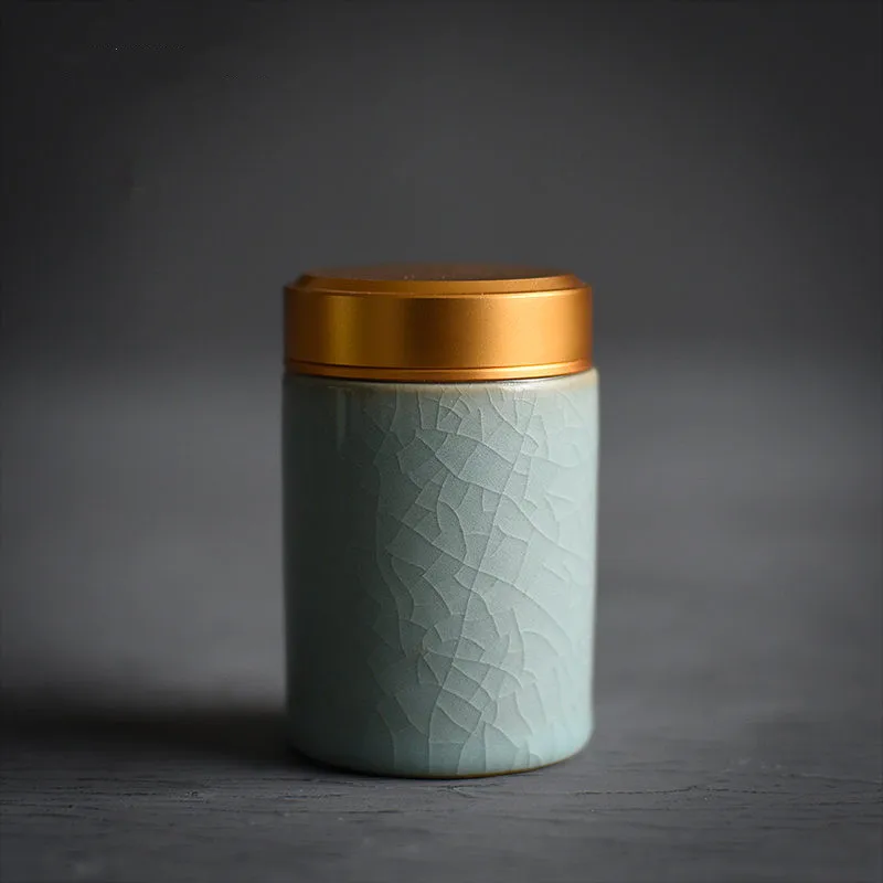

Mini Food Storage Jar Ceramic Tea Box Green Kitchen Spices Container Coffee Dried Fruit Tank With Lid Sealed Tea Storage Box Can