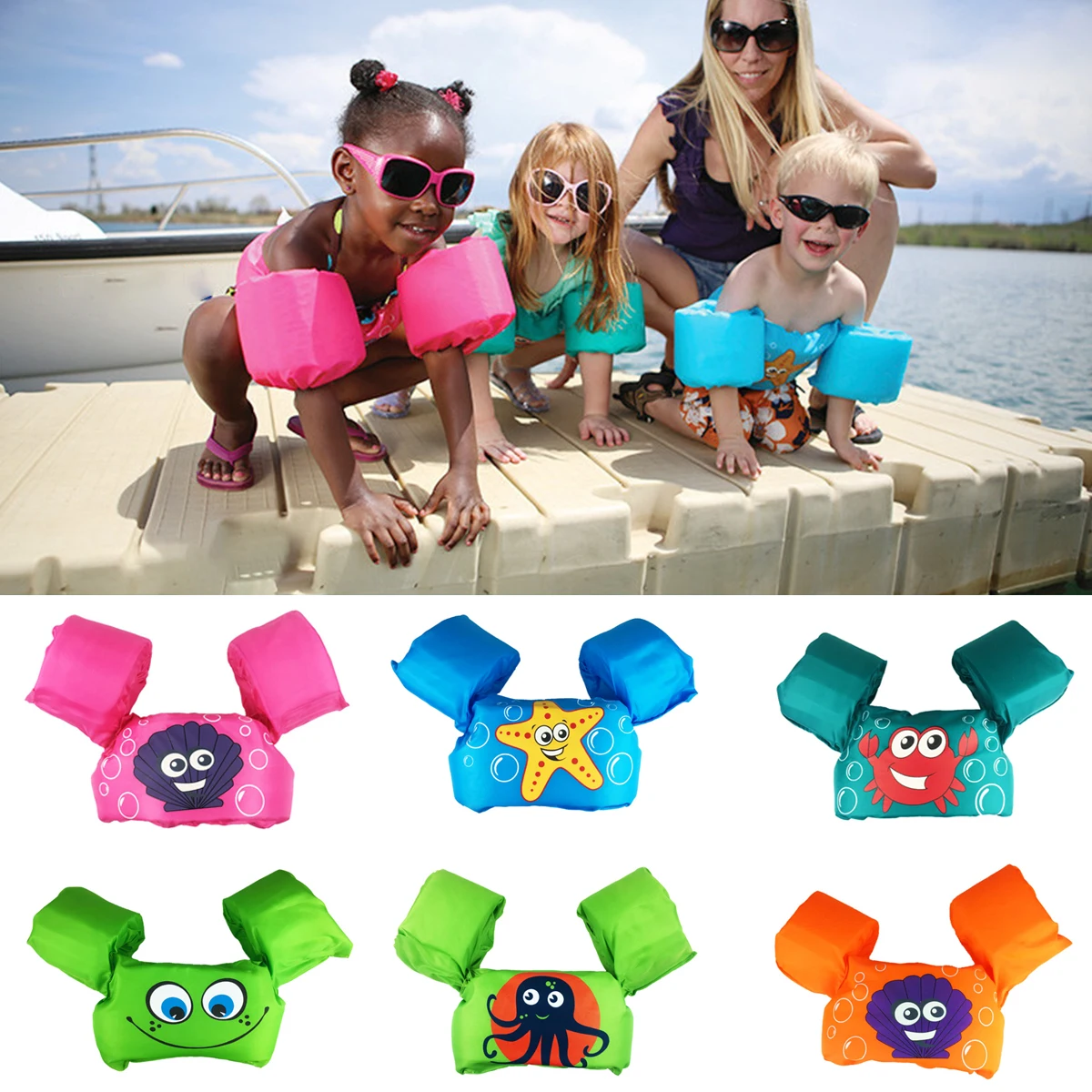 

Swim Rings Puddle Jumper Baby Cartoon Float Tube Arm Sleeves Swim Ring Life Vest Jackets Armbands Swim Foam Pool Toys