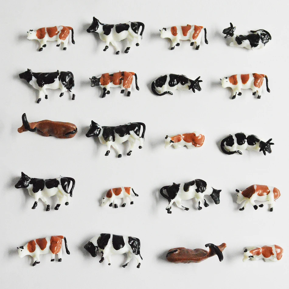 

30pcs HO Scale Model Painted Mixed Farm Animals Cows for Model Building Materials