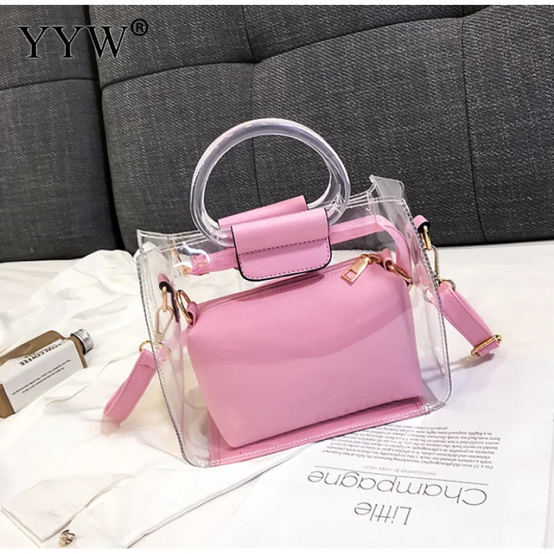 pink clear handbag