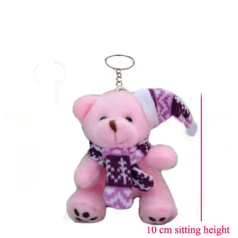 10cm 10pcs Cute Sitting Bear Plush Toys Christmas Bear Key Bag Pendants Dolls DIY Xmas Tree Home Flower Bouquet Gift  (3)