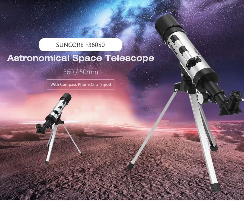 Outdoor Monocular Space  360 degrees Spotting Scope 50mm telescopic Astronomical Telescope With Portable Tripod 