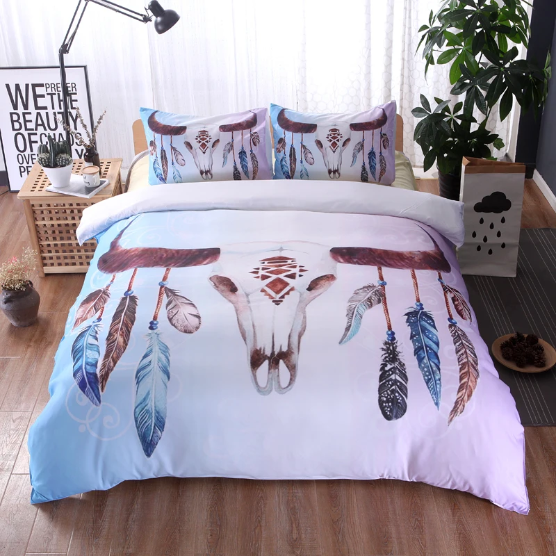

bedding set Dreamcatcher feather pattern king queen twin size Polyester Duvet Cover Sets (no sheet) Quilt cover and Pillowcase