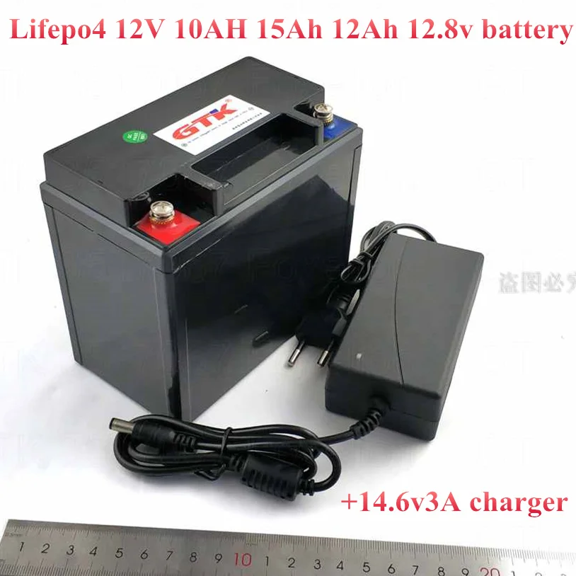 

Lifepo4 12V 10AH 15Ah 12Ah 12.8v battery protection BMS 12A 10000 mAh Hunting xenon lamp fishing lamp use + 14.6V 3A charger