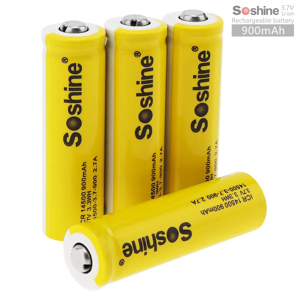 4 шт./лот Soshine 3 7 в ICR 14500 900 мАч литий ионная аккумуляторная батарея