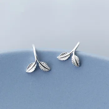 

Fashion Silver Color Leaf Stud Earrings For Women Girls Prevent Allergy Creative Lady Fashion Jewelry pendientes eh847