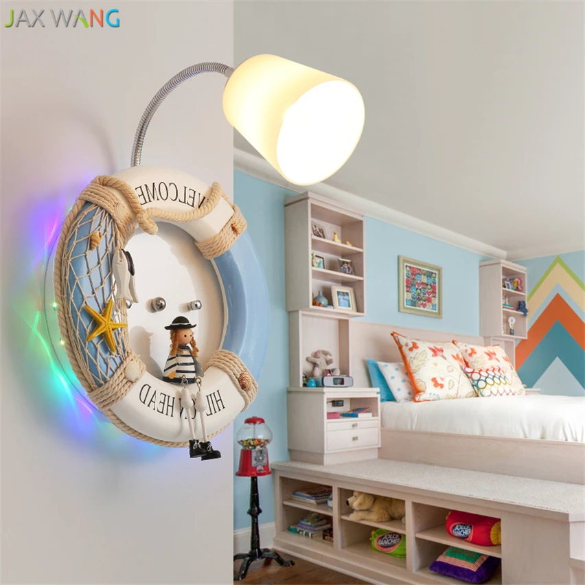JW_Colorful Led принцесса детская комната настенные лампы милые куклы мультфильм