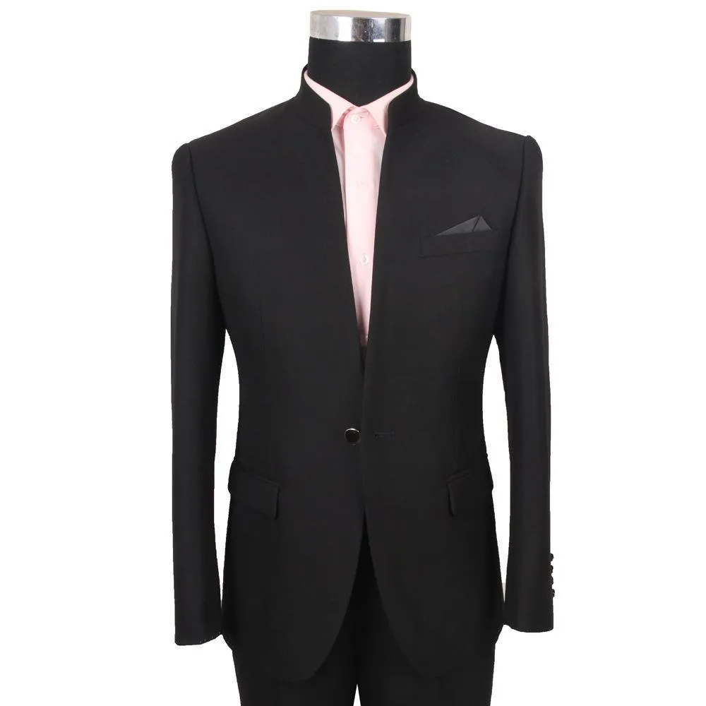 Custom Tuxedos Stand Collar Business Men's Suits Best Man Bridegroom