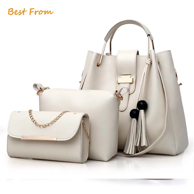 

3 in 1 Women Composite Bag Set Fashion Messenger Bags Shoulder Handbag Women Top-Handle PU Leather Composite Bag Purse Wallet