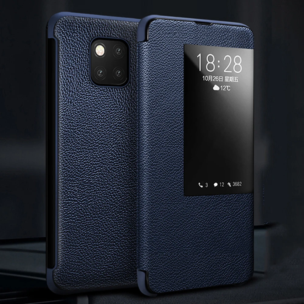 Чехол книжка из натуральной кожи для Huawei Mate 20 Pro|Бамперы| |