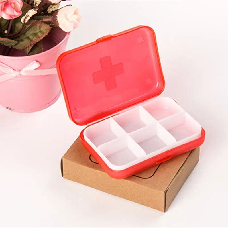 4 Slots Cross Portable Plastic Container Medical Medicine Box Drug Pill Storage Box Jewelry