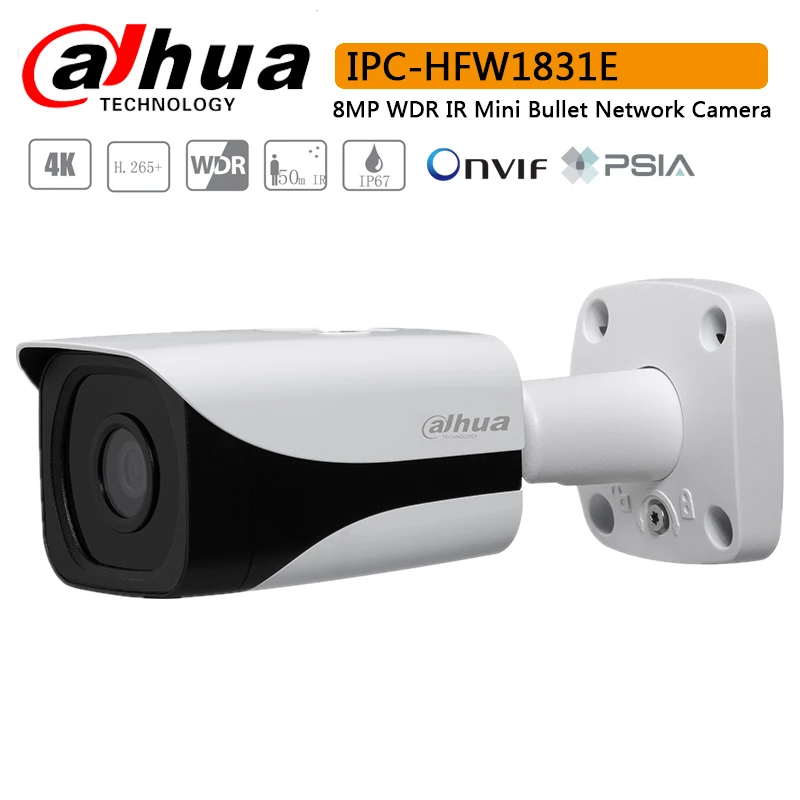 Оригинальная сетевая камера Dahua IPC HFW1831E 8MP WDR IR Mini Bullet с макс. ИК светодиодами