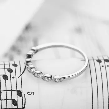 HELON Solid 14K (AU585) White Gold 0.1ct Natural Diamonds Engagement Ring Ladys Wedding Band Ring Elegant Trendy Fine Jewelry 5